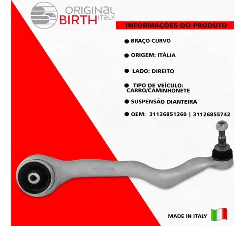 Braço Curvo Dianteiro Direito BMW